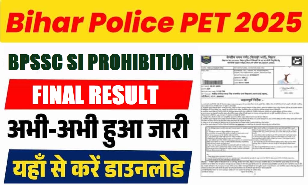 Bihar Police BPSSC SI Prohibition Final Result 2025