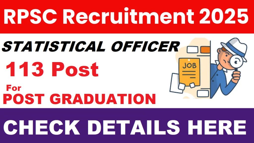 RPSC Statistical Officer Recruitment 2025